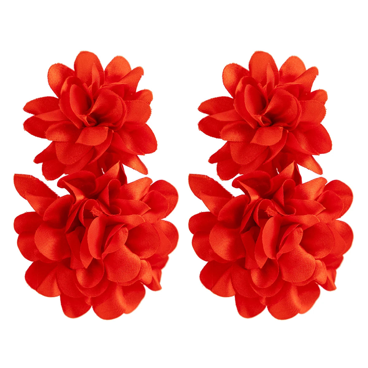 Exaggerated Big Fluffy Fabric Flower Petal Drop Earrings for Women.