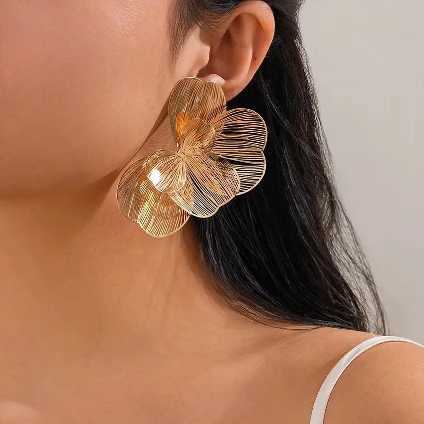 Elegant Gold Blossom Studs