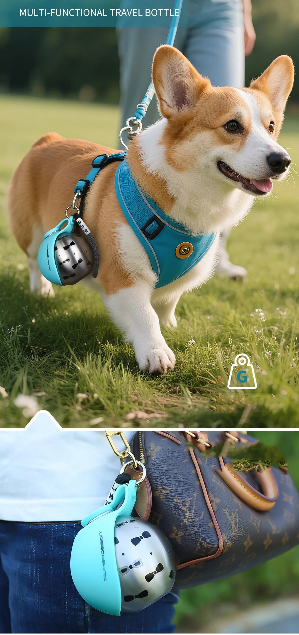Portable 285ml Dog Water Bottle – Travel Drink Dispenser & Bowl 🐶💧